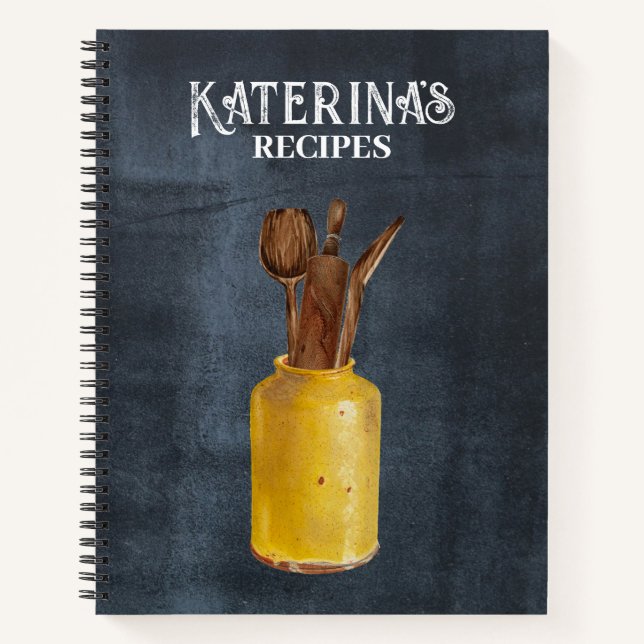 Cuaderno Receta de utensilios de cocina retro para chalkboa (Anverso)