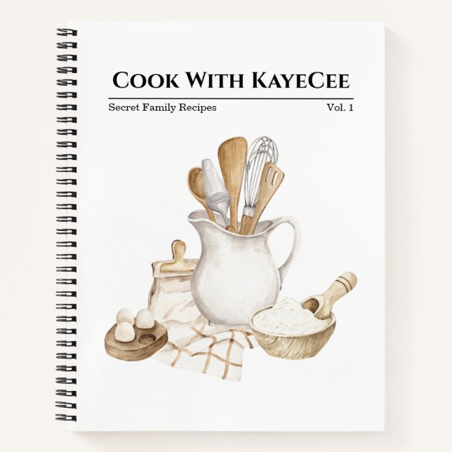 Cuaderno Receta de Watercolor Pitcher y Kitchen Tools (Anverso)