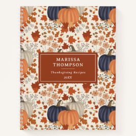 Cuaderno Receta del día de gracias de la calabaza de otoño