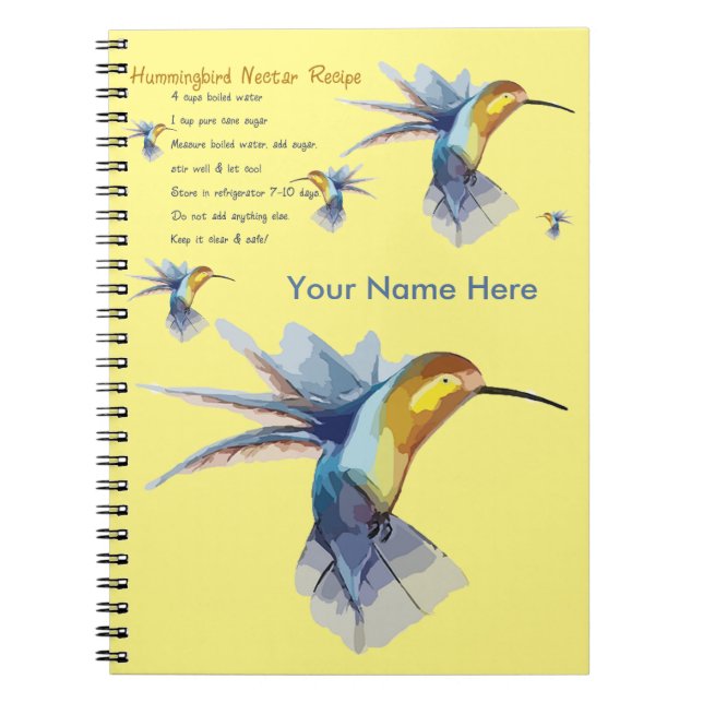 Cuaderno Receta del néctar del colibrí (Frente)