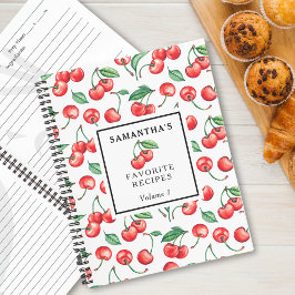 Cuaderno Receta del patrón de cereza personalizado