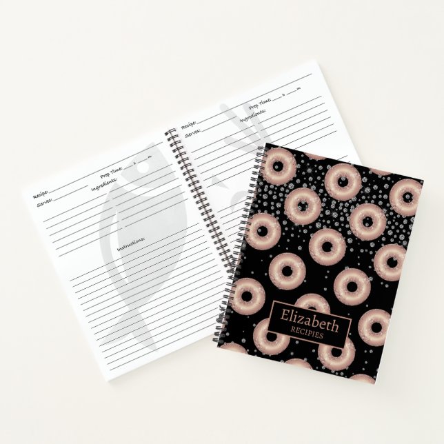 Cuaderno Receta del patrón de donut purpurina (Interior)