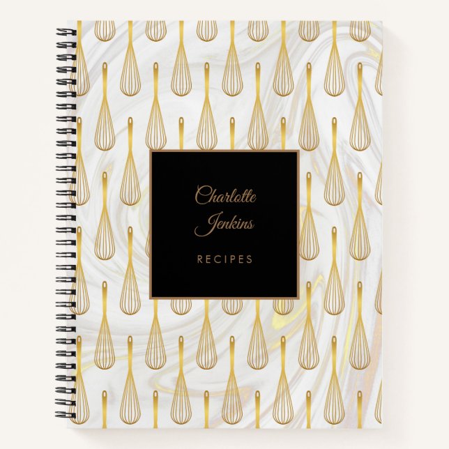 Cuaderno Receta del patrón de marble de oro Whisk Swirls (Anverso)