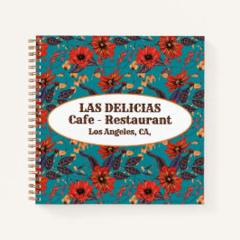 Cuaderno Receta del restaurante de cafetería local con flor