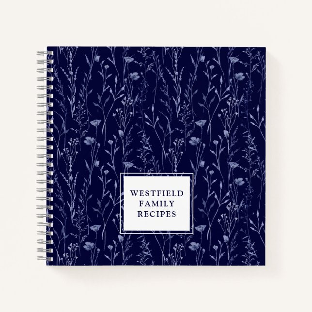 Cuaderno Receta Dusty Blue Wildflower Family Name (Anverso)
