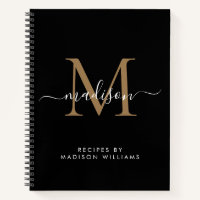 Receta Elegante Black Gold Monogram Script Name
