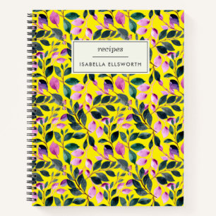 Cuaderno Receta Elegante de acuarela Floral de nombre amari