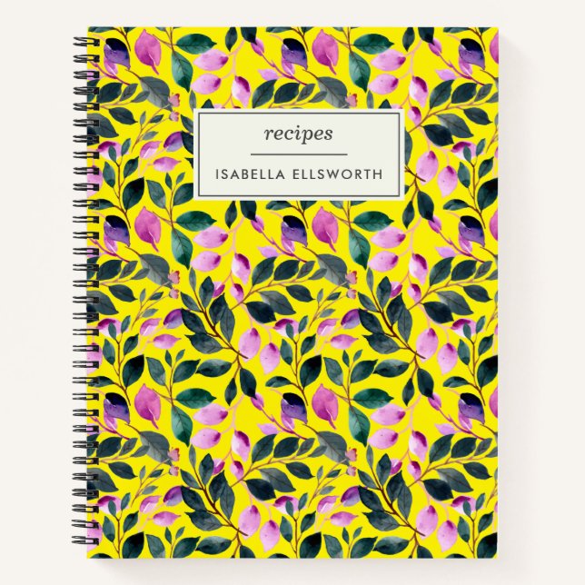 Cuaderno Receta Elegante de acuarela Floral de nombre amari (Anverso)