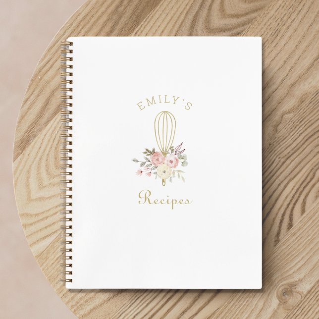 Cuaderno Receta elegante de batidor floral con nombre perso (Subido por el creador)