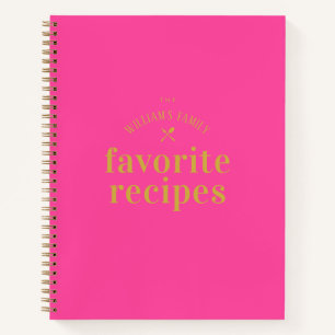 Cuaderno Receta elegante de diseño rosa y dorado en blanco