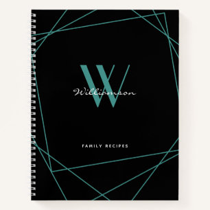 Cuaderno Receta elegante de la familia de nombres de monogr