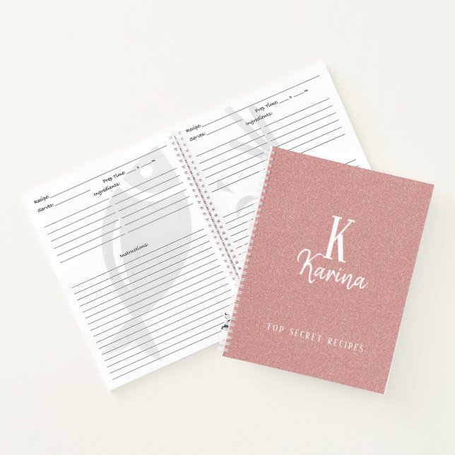 Cuaderno Receta elegante del nombre del guión de un monogra (Interior)