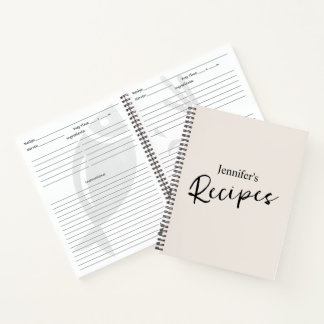 Cuaderno Receta elegante Minimalista beige