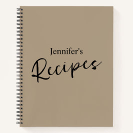 Cuaderno Receta elegante Minimalista marrón claro