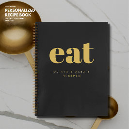 Cuaderno Receta elegante negrita clásica en blanco negro y
