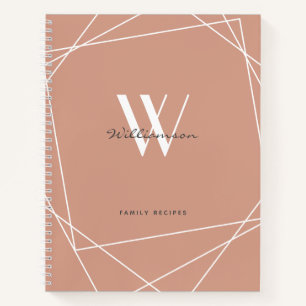 Cuaderno Receta elegante Rosa Gold Monogram Name Family