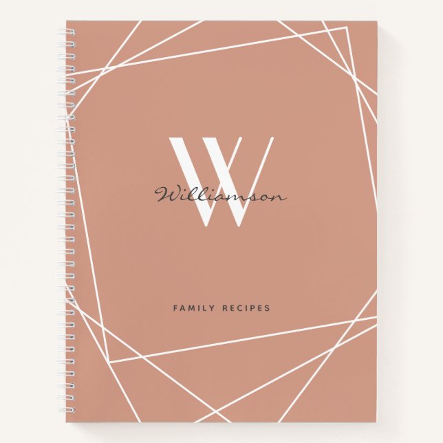 Cuaderno Receta elegante Rosa Gold Monogram Name Family (Anverso)