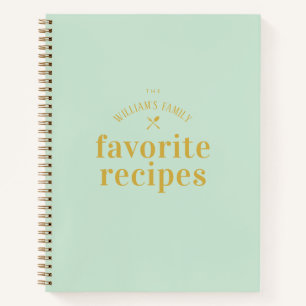 Cuaderno Receta elegante y elegante de estilo sabio verde e