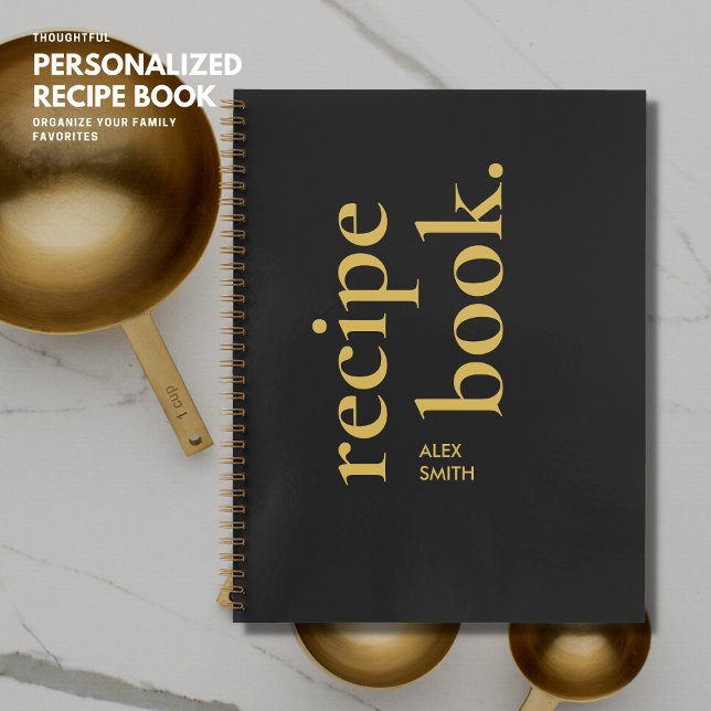Cuaderno Receta en blanco monograma simple negrita y oro ne (Subido por el creador)