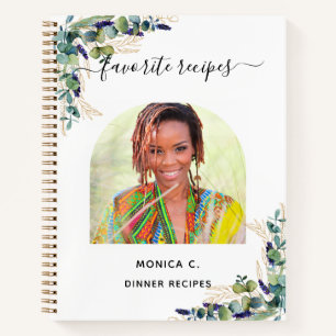 Cuaderno Receta eucalipto verde dorado foto elegante