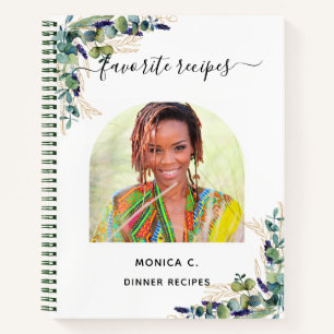 Cuaderno Receta eucaliptos verde foto de oro elegante