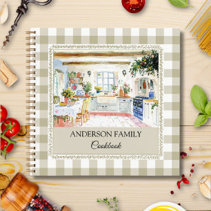 Cuaderno Receta Familiar de Cocina de Campo en Cuadros Verd