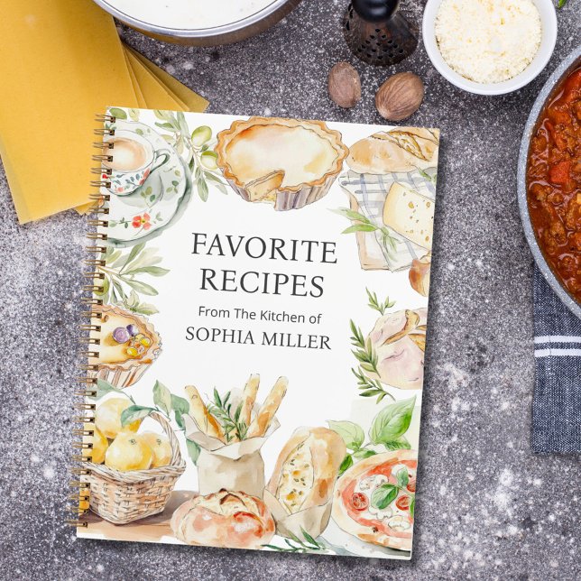 Cuaderno Receta familiar de comida mediterránea acuarela (In situ)