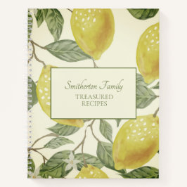Cuaderno Receta Familiar de Limones Amarillos Vintage Botán