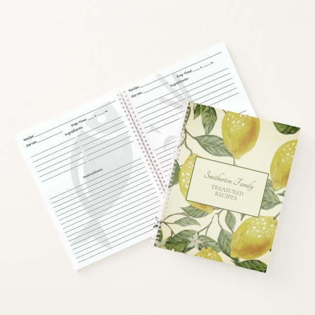 Cuaderno Receta Familiar de Limones Amarillos Vintage Botán (Interior)