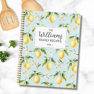 Cuaderno Receta Familiar de Patrón Botánico de Fruta de Lim