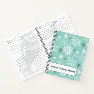 Cuaderno Receta Favorita de Copo de Nieve de Invierno Turqu