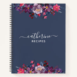 Cuaderno Receta Floral Blank de Cookbook para escribir