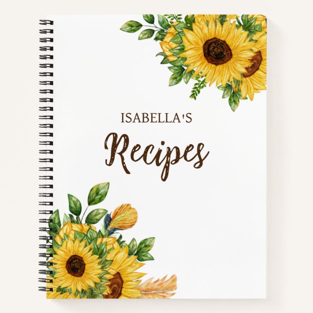 Cuaderno Receta floral de acuarela personalizada (Anverso)