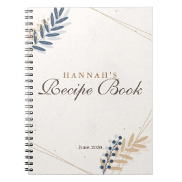 Cuaderno Receta floral de ducha de novia con oro azul de la