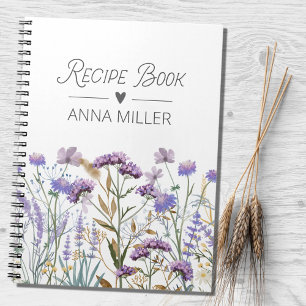 Cuaderno Receta Floral de Flores Silvestres Moradas Persona