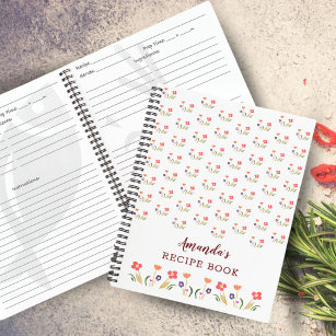 Cuaderno Receta floral de patrón de flor de verano