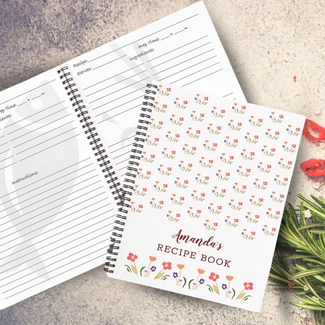Cuaderno Receta floral de patrón de flor de verano (Subido por el creador)