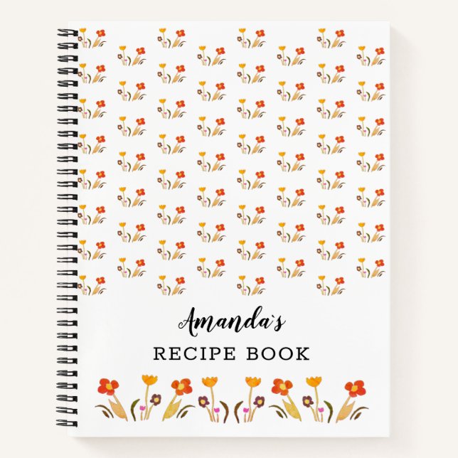 Cuaderno Receta floral de patrón de flor de verano (Anverso)