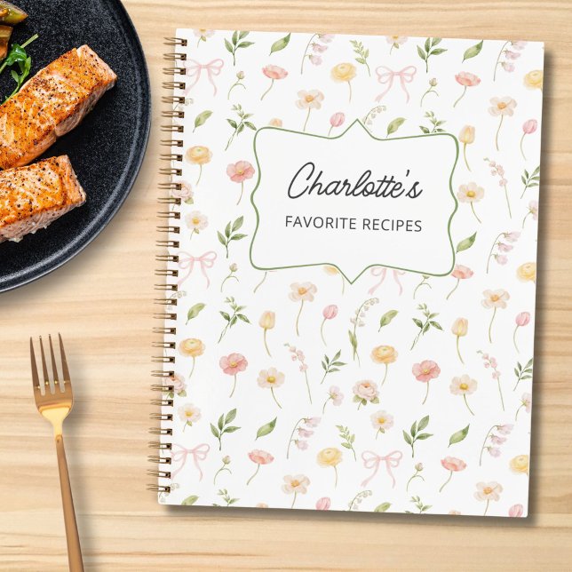 Cuaderno Receta Floral Personalizada de Acuarela Flor Cute  (Subido por el creador)