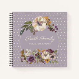 Cuaderno Receta Floral Personalizada Púrpura Amarilla Marfi