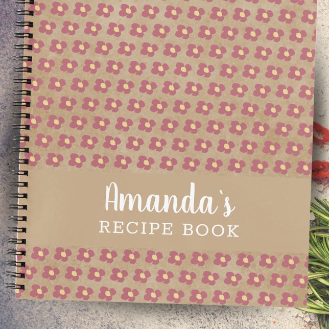 Cuaderno Receta floral Rústica del patrón de la flor beige (Subido por el creador)