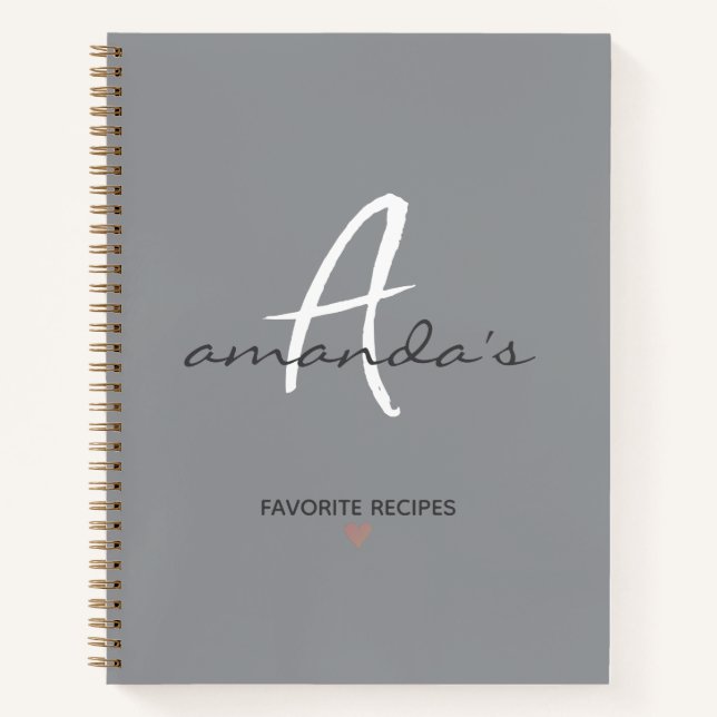 Cuaderno Receta Gris Minimalista elegante (Anverso)
