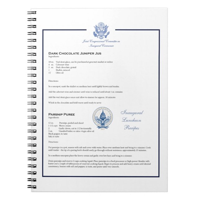 Cuaderno Receta inaugural de almuerzo (Frente)