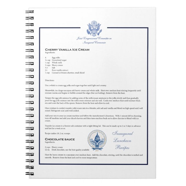 Cuaderno Receta inaugural de almuerzo con crema de hielo de (Frente)