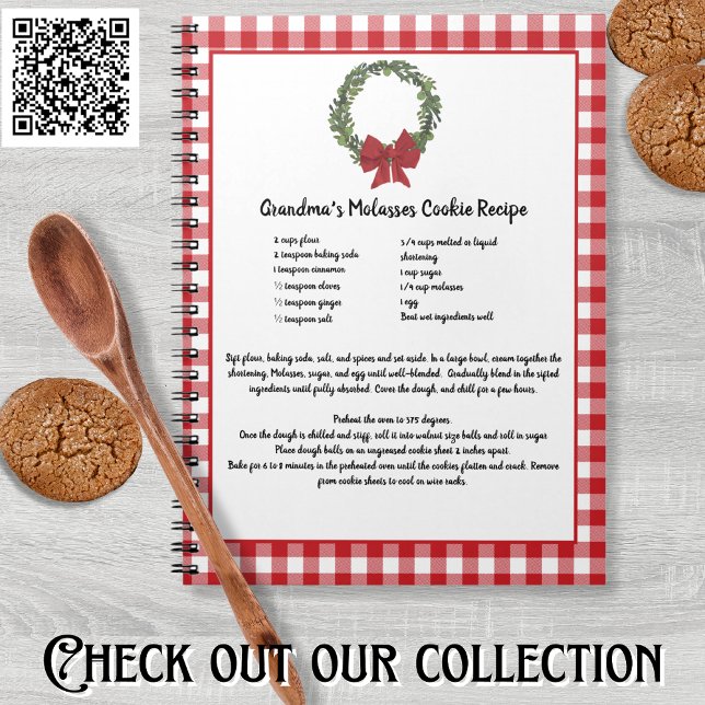 Cuaderno Receta Keepsake Navidades Cookie Red Plaid Wreath (Subido por el creador)