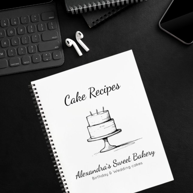 Cuaderno Receta mínima de pastelería de pastelería de paste (Minimal Black and White Cake Bakery Pastry Recipe Notebook)