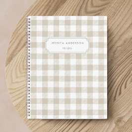 Cuaderno Receta moderna de chequeo de búfalo en Beige