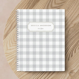 Cuaderno Receta moderna de chequeo de búfalo gris de granja