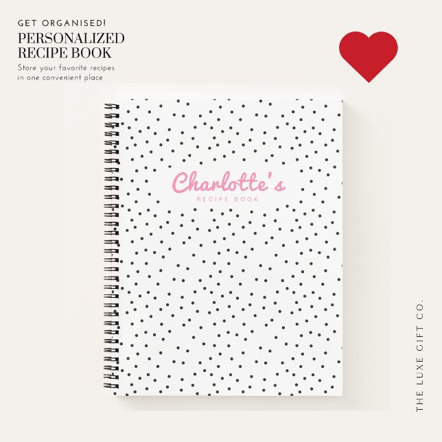 Cuaderno Receta moderna de Polka Rosa Dot Name Blank (Subido por el creador)