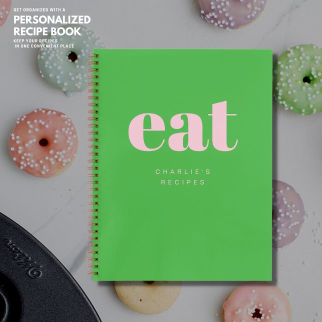 Cuaderno Receta moderna rosa y verde Personalizado en blanc (Subido por el creador)
